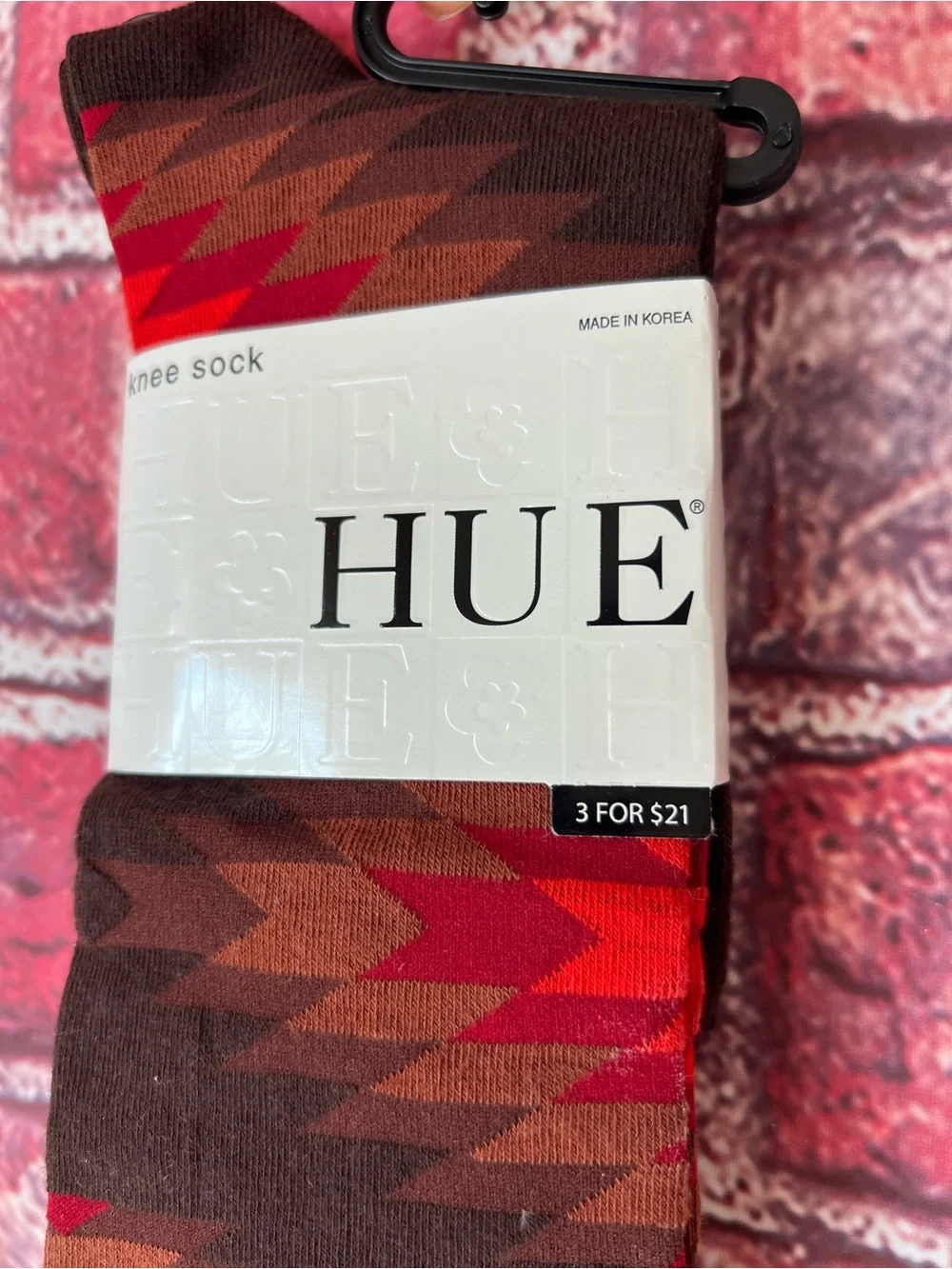 HUE Southwest Knee Sock 207 Espresso Brown Red Nordstrom NWT One Size